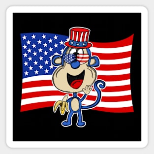 4th July Monkey USA Flag Independence Day 2022 Magnet